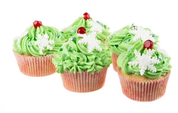 Studio isolato cremoso cupcake verde — Foto Stock