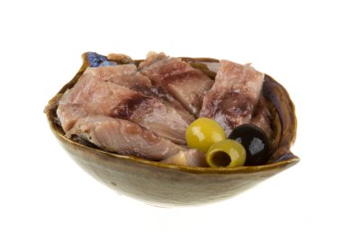 ringa balığı parçalarını. izole studio.