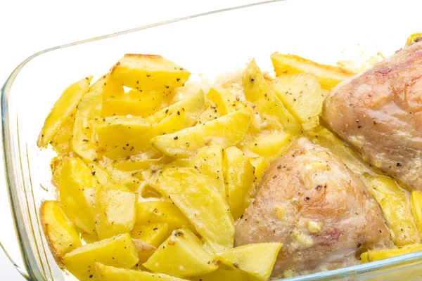 Fried chicken with potato — Stock Photo, Image