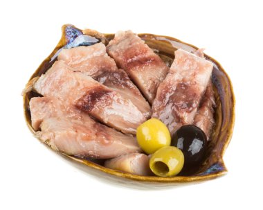 ringa balığı parçalarını. izole studio.