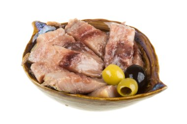 ringa balığı parçalarını. izole studio.