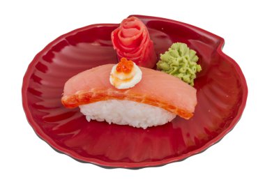 Beyaz arka plan ile Somon suşi