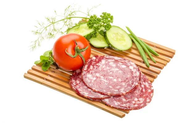 Fresh ripe salami — Stock Photo, Image