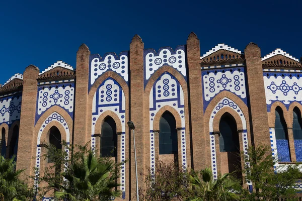 Barcelona bullring La Monumental mosaic egg detail in Gran via — Stock Photo, Image