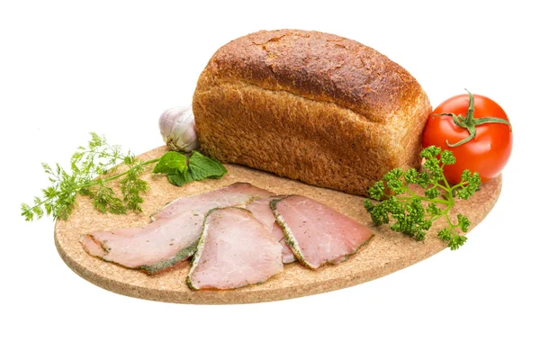 Ripe fresh ham with vegetables — Stock Photo, Image