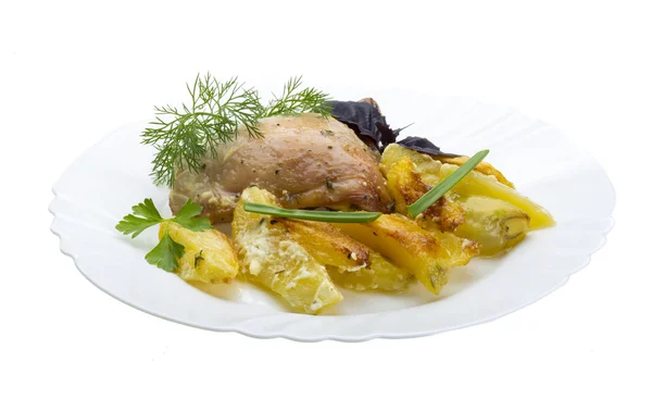 Smažené kuře s brambory — Stock fotografie