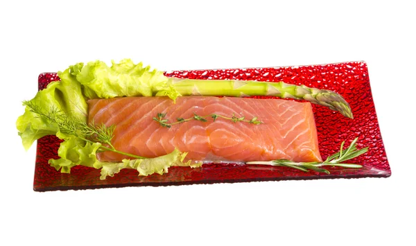 Salmon fillet garnished — Stock Photo, Image