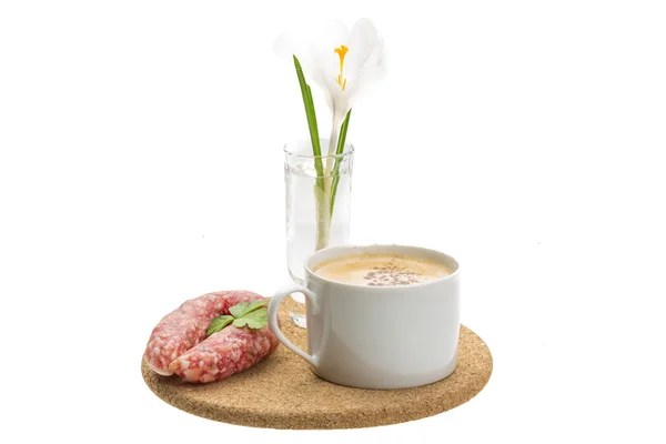 Wiosna śniadanie z Krokus — Zdjęcie stockowe