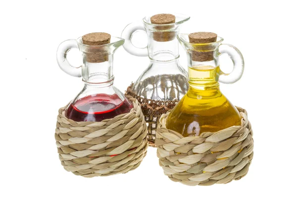Bottles with oil and vinegar — Stock Photo, Image