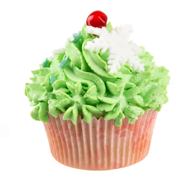 Studio isolated creamy green cupcake — Stock Photo, Image