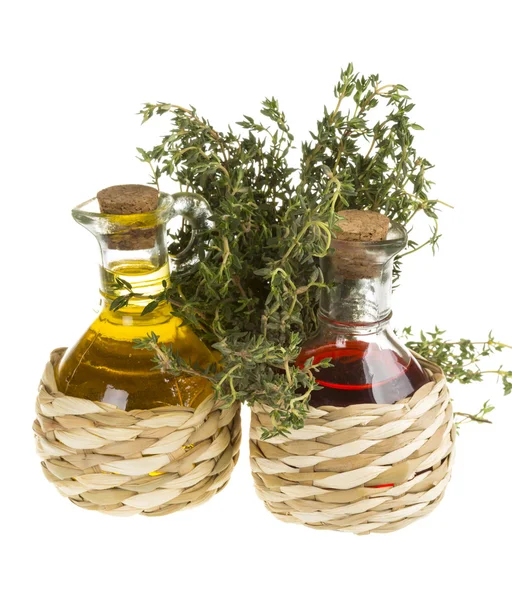 Oil and Vinegar with thyme — Stock Photo, Image