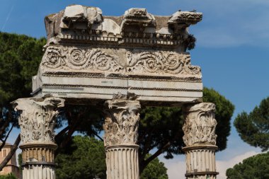 Bina kalıntıları ve antik sütunlar, Roma, İtalya