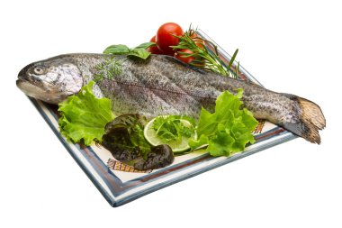 taze çiğ Gökkuşağı alabalığı