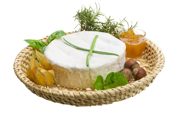 Camembert witn herbs, nuts and honey — Stock Photo, Image