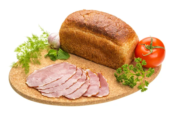 Ripe fresh ham with vegetables — Stock Photo, Image