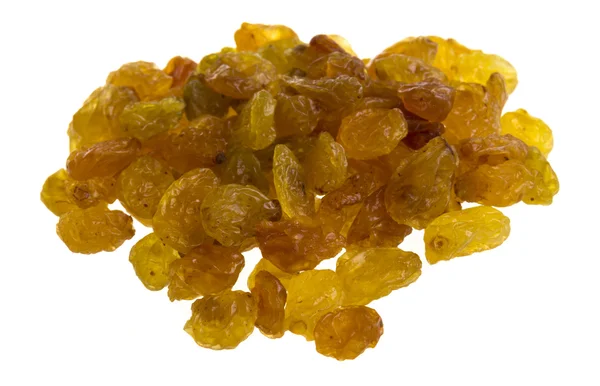 Golden raisins over white — Stock Photo, Image