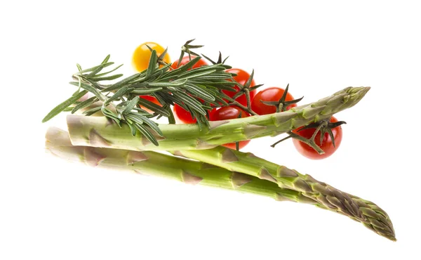 Asparagus, rosemary and tomato — Stock Photo, Image