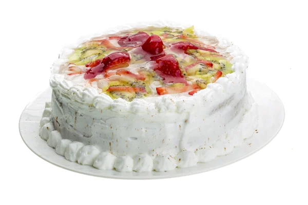 Torta alla panna con fragola — Foto Stock