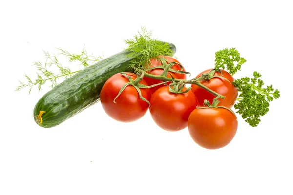 Rode rijpe tomaten op de tak — Stockfoto