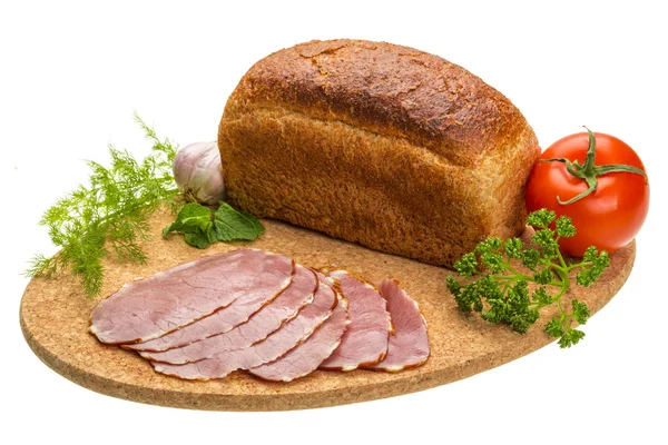 Ripe fresh ham with vegetables — Stock Photo, Image