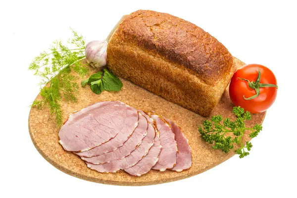 Ripe fresh ham with vegetables — Stock Photo, Image