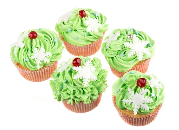 Studio isolated creamy green cupcake — Stock Photo, Image