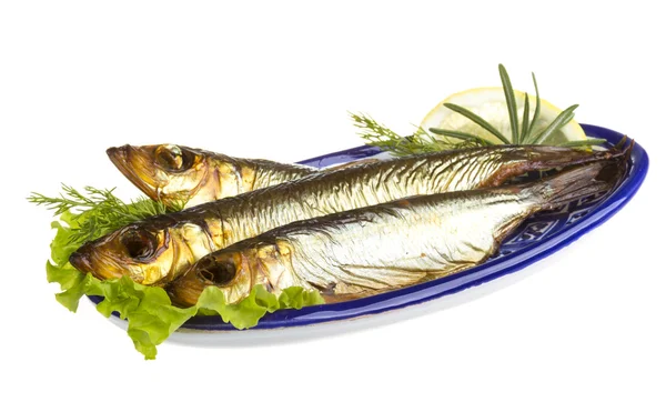 Smoked sprat - appetizing snack — Stock Photo, Image