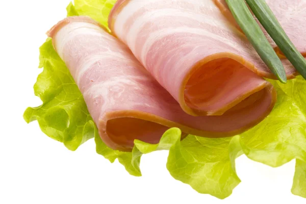 Bacon con foglie di insalata — Foto Stock
