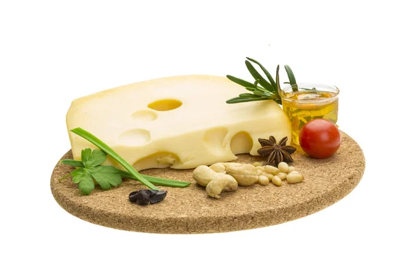 Cheese witn honey and nuts — Stock Photo, Image