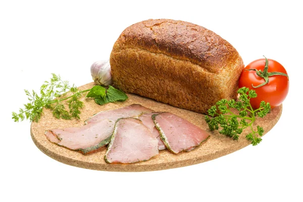 Ripe fresh ham with vegetables — Stock Photo, Image