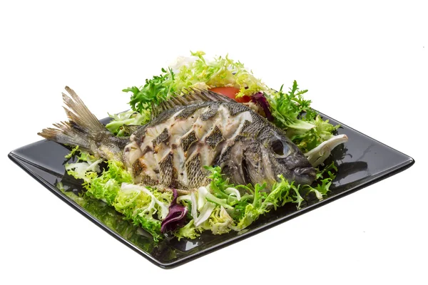 Izgara tilapia ile salata — Stok fotoğraf