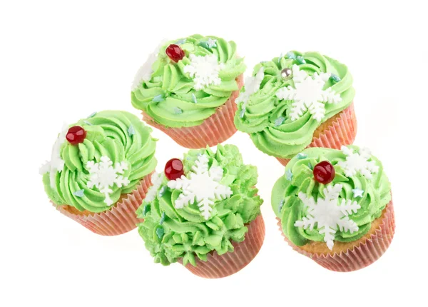 Studio isoliert cremigen grünen Cupcake — Stockfoto