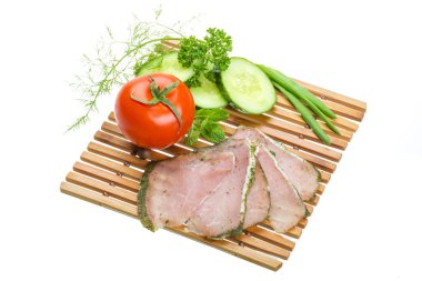 Olgun taze sebze jambon