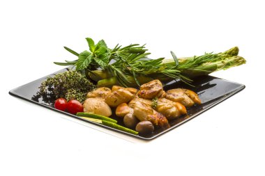 kuşkonmaz, limon, nane ve biberiye ile tarak