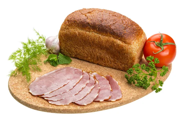 Ripe fresh ham with vegetables — Stock Photo, Image