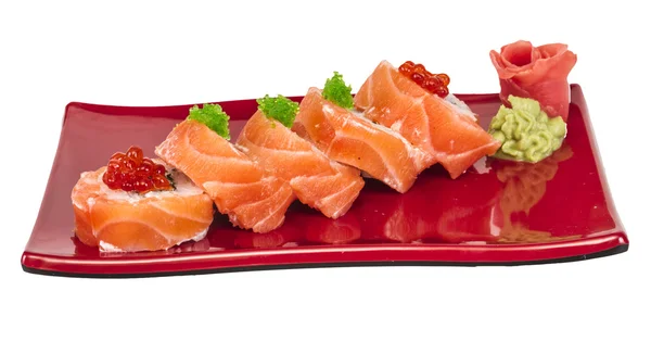 Japanisches Sushi traditionelles japanisches Food.Roll aus Lachs, re — Stockfoto