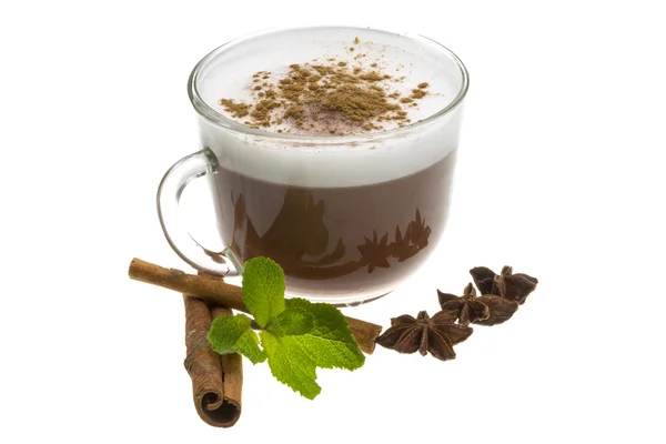 Coffee with milk and cinnamon — Stock Photo, Image