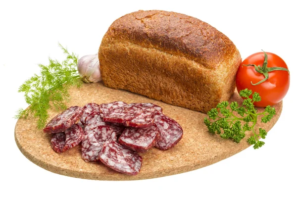 Fresh ripe salami — Stock Photo, Image