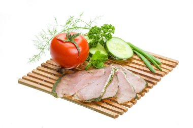 Olgun taze sebze jambon