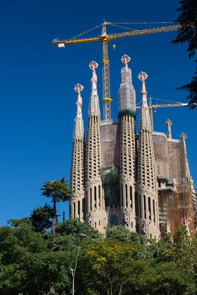 BARCELONA SPAIN - OCTOBER 28: La Sagrada Familia - the impressive cathedral designed by Gaudi, which is being build since 19 March 1882 and is not finished yet October 28, 2012 in Barcelona, Spain. — Stock Photo, Image