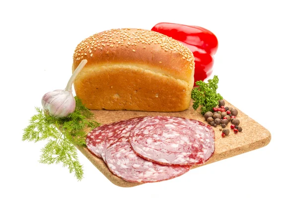 Fresh ripe salami — Stock Photo, Image