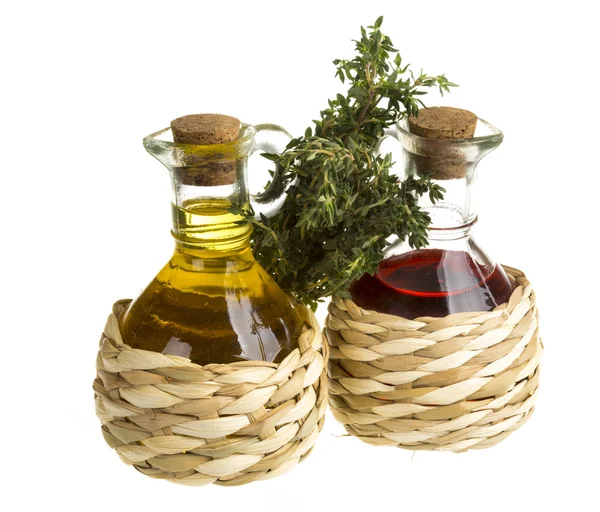 Oil and Vinegar with thyme — Stock Photo, Image