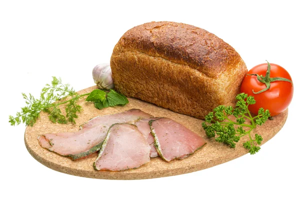 Ripe fresh ham with vegetables — Stock Photo, Image