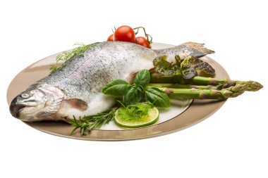 taze çiğ Gökkuşağı alabalığı