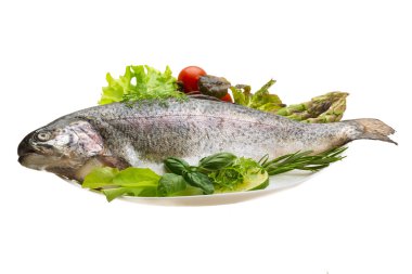 taze çiğ Gökkuşağı alabalığı