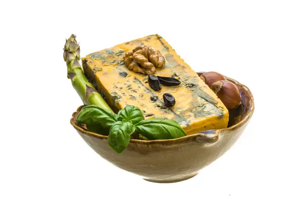 Altın peynir kalıbı ile — Stok fotoğraf