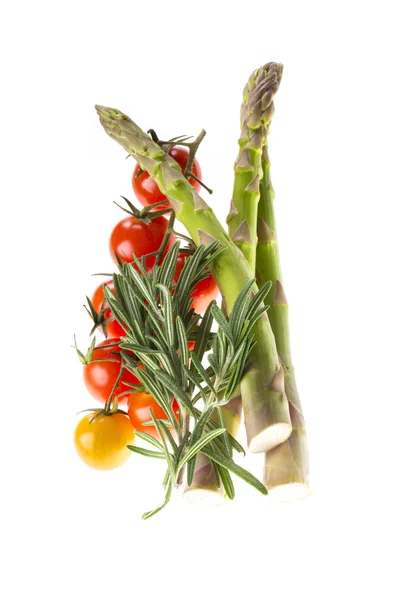 Asparagus, rosemary and tomato — Stock Photo, Image