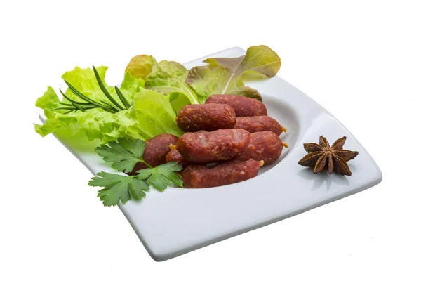 Salsichas de salame — Fotografia de Stock