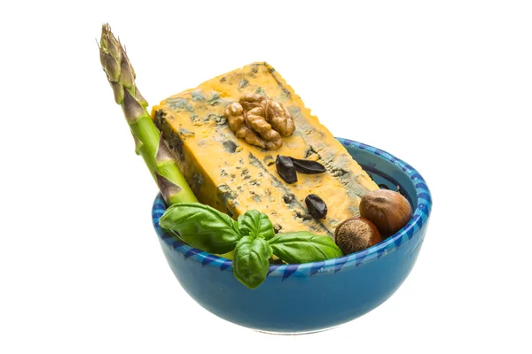 Altın peynir kalıbı ile — Stok fotoğraf