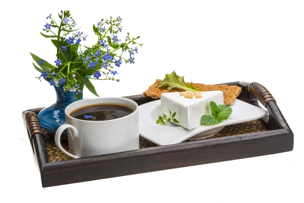 Reggeli kávé, és sajttal — Stock Fotó